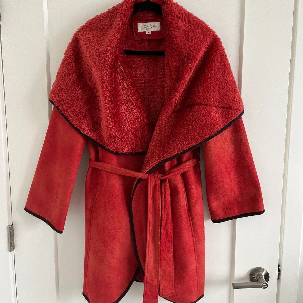 Tasha Polizzi Red Rust Wrap Coat